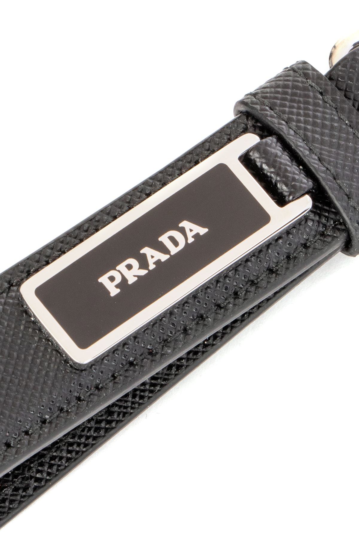 Prada Saffiano Leather Key Fob In Black