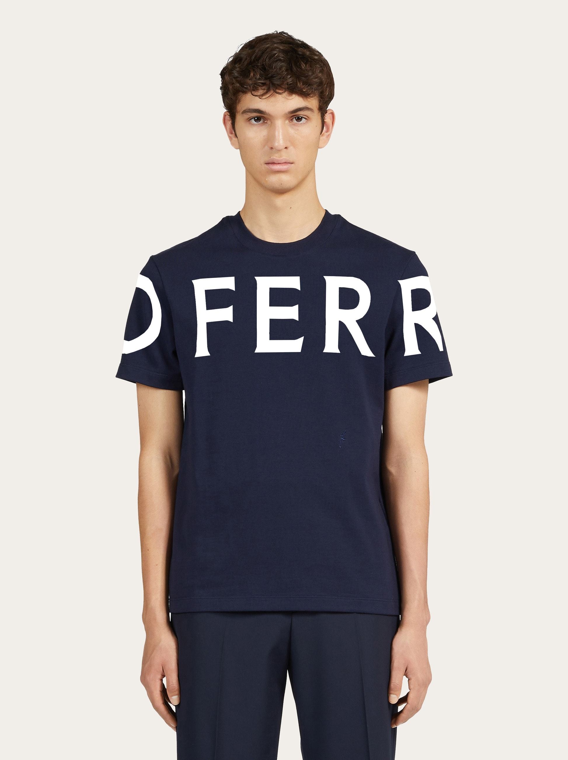 Ferragamo Patterned Logo Short-sleeved T-shirt In Black
