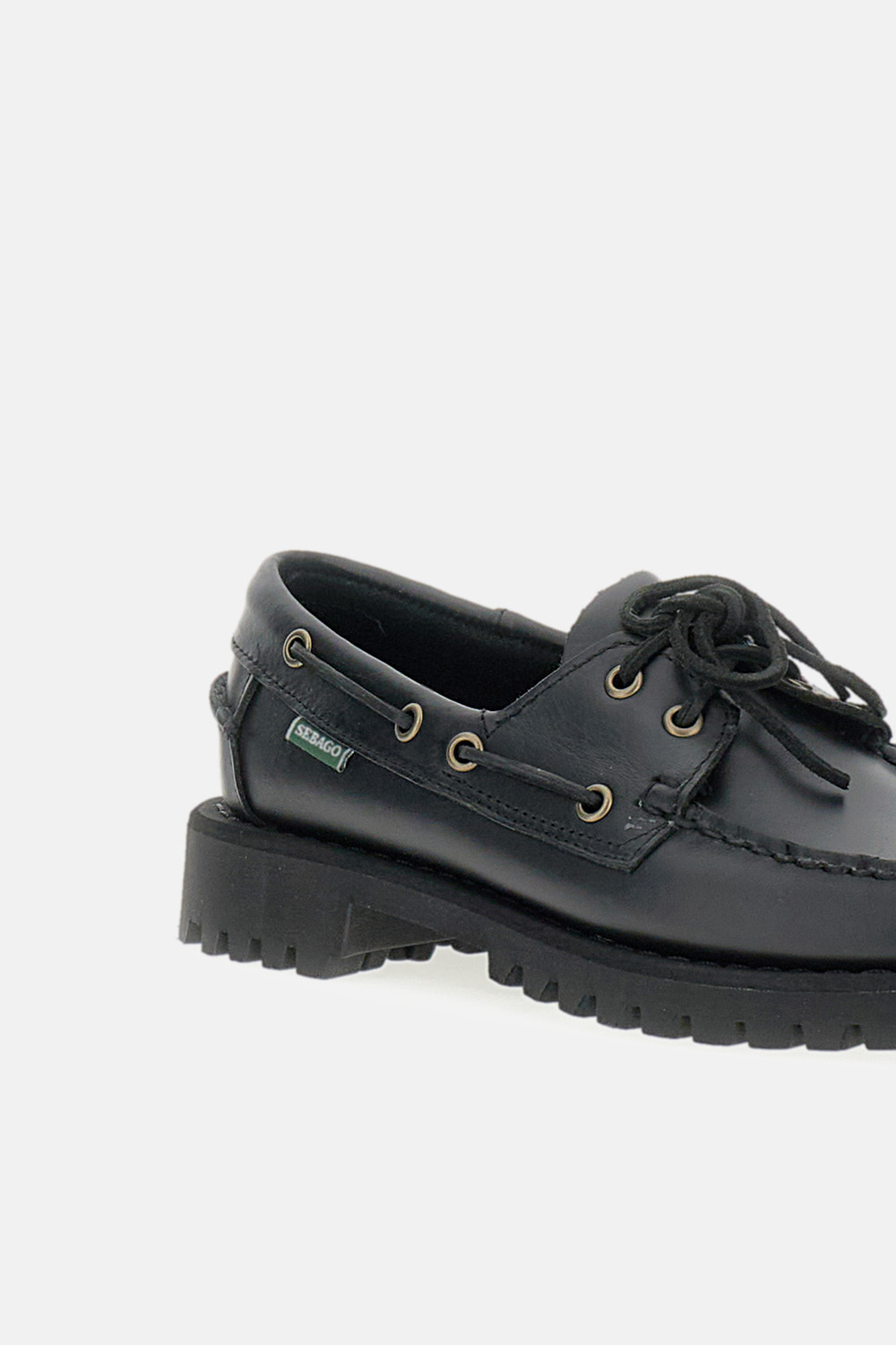 Sebago Ranger Waxy Leather Moccasins In Black