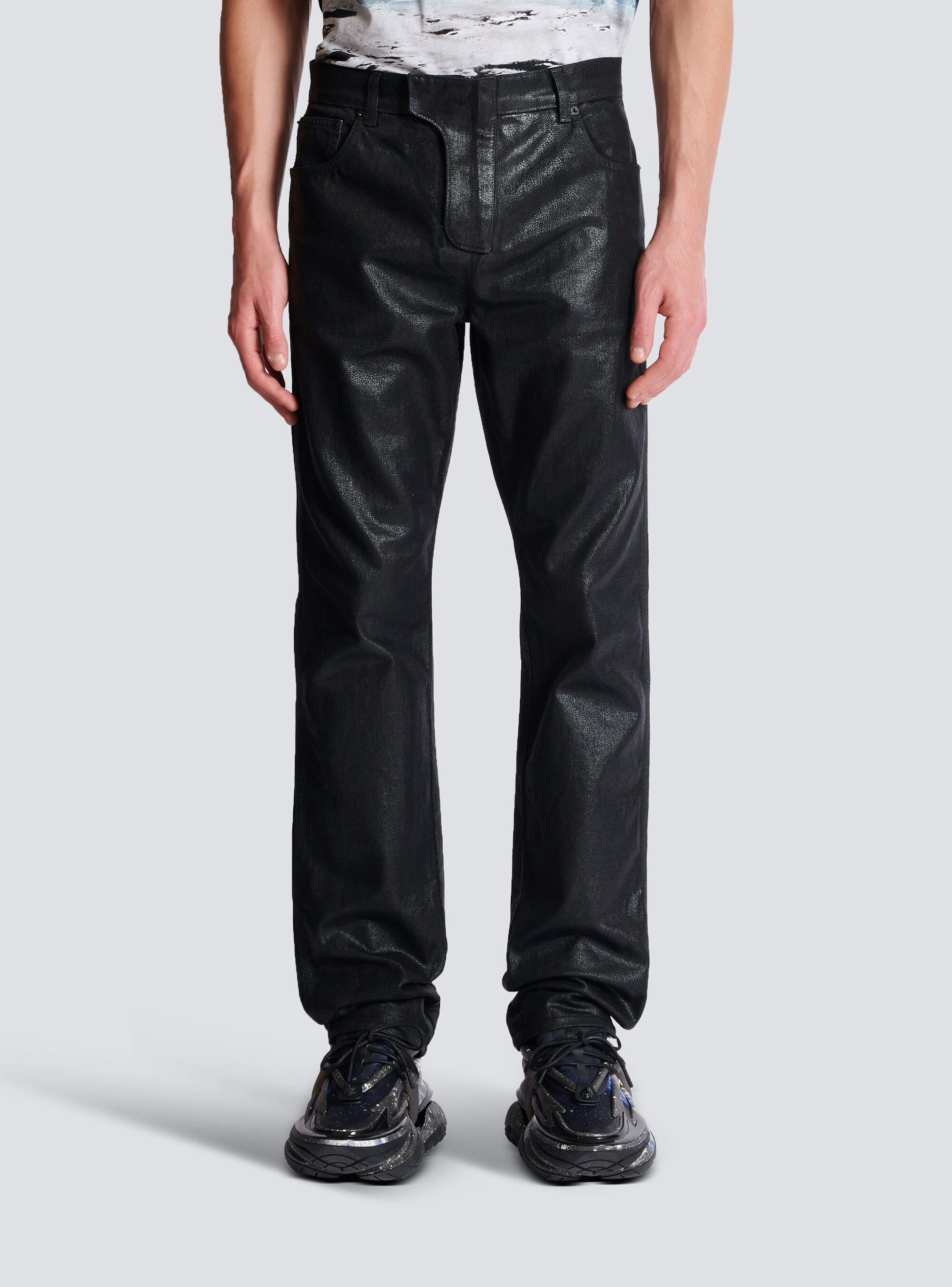 Balmain Logo Patch Trousers In Black