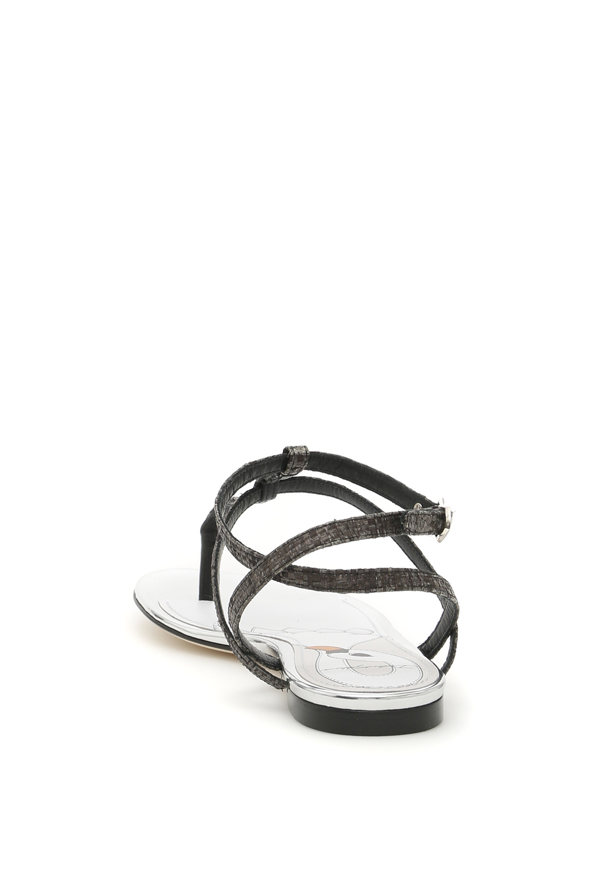 Dolce & Gabbana Heart-shaped Pendant Flat Sandals In Black
