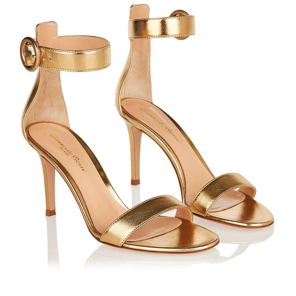 Gianvito Rossi Metallic-effect 90mm Heeled Sandals In Nude