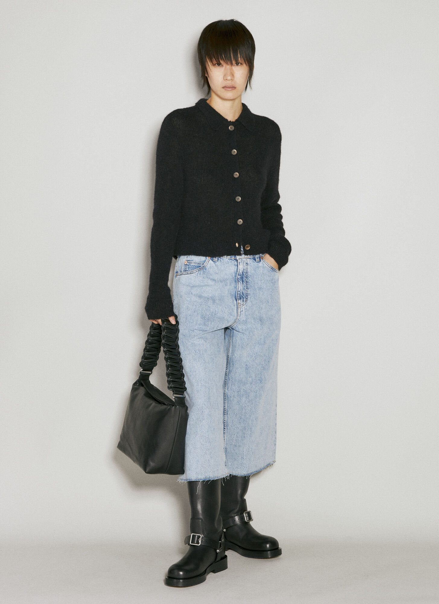 Kara Oversized Lattice Shoulder Bag In Black