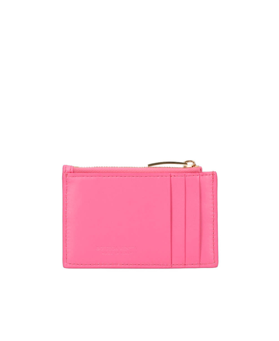 Bottega Veneta Zipper Card Bag In Pink