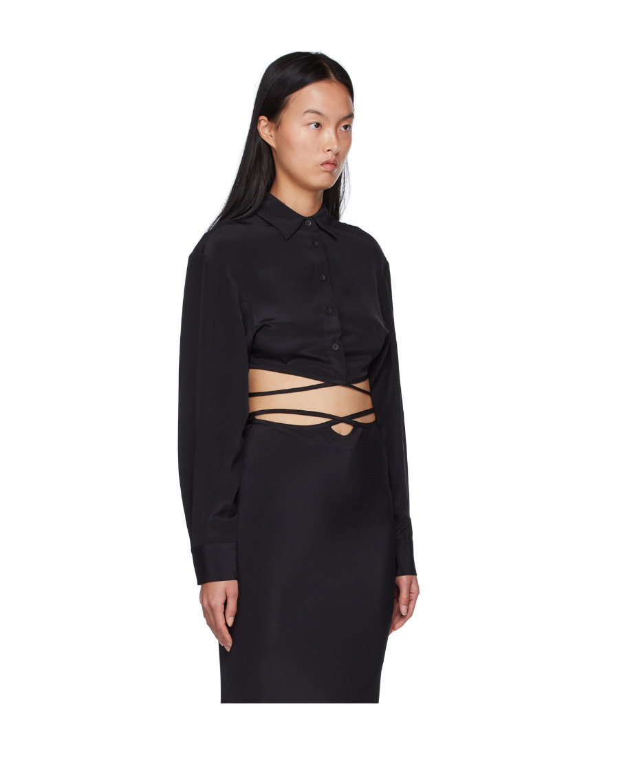 Christopher Esber Cropped Tie-fastening Shirt In Black