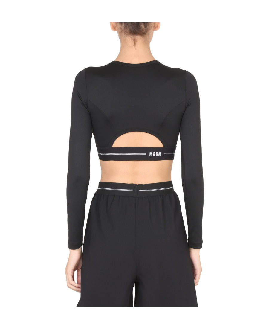 Msgm Logo Sports Short T-shirt In Black