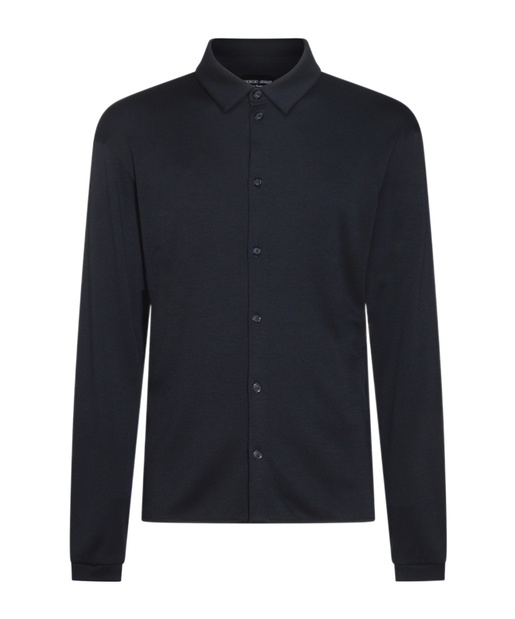 Giorgio Armani Long-sleeved Shirt In Black