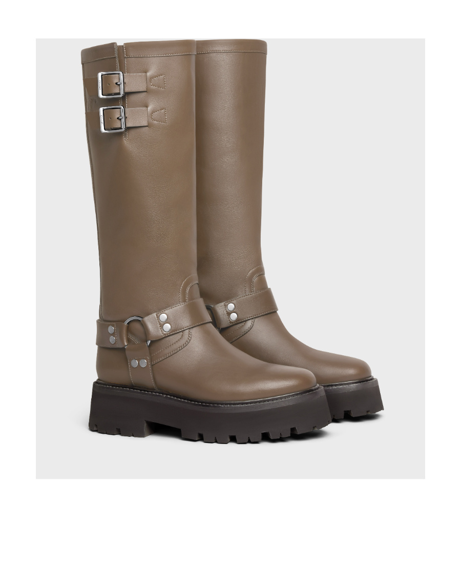 Celine Logo Boots In Brown
