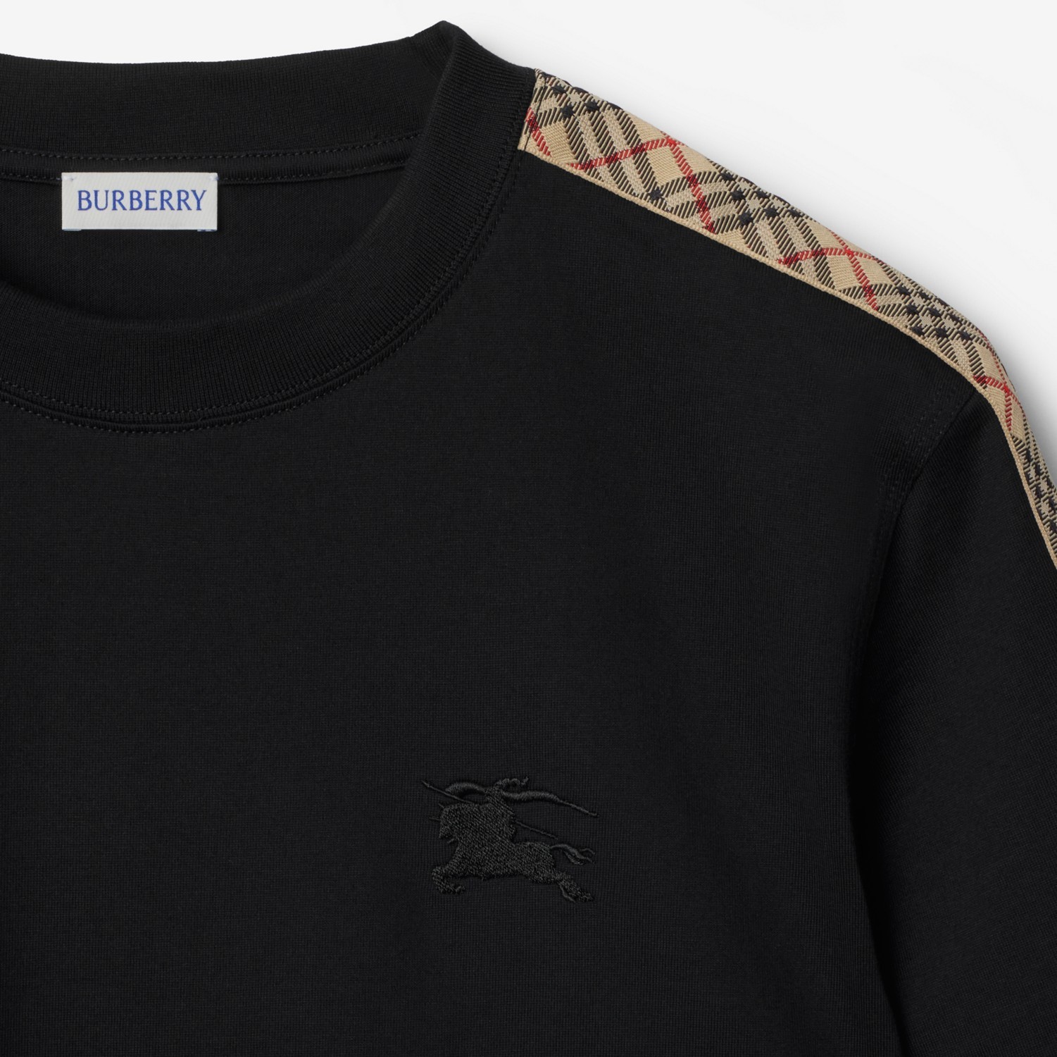 BURBERRY BURBERRY CHECKERED-TRIM CREWNECK T-SHIRT