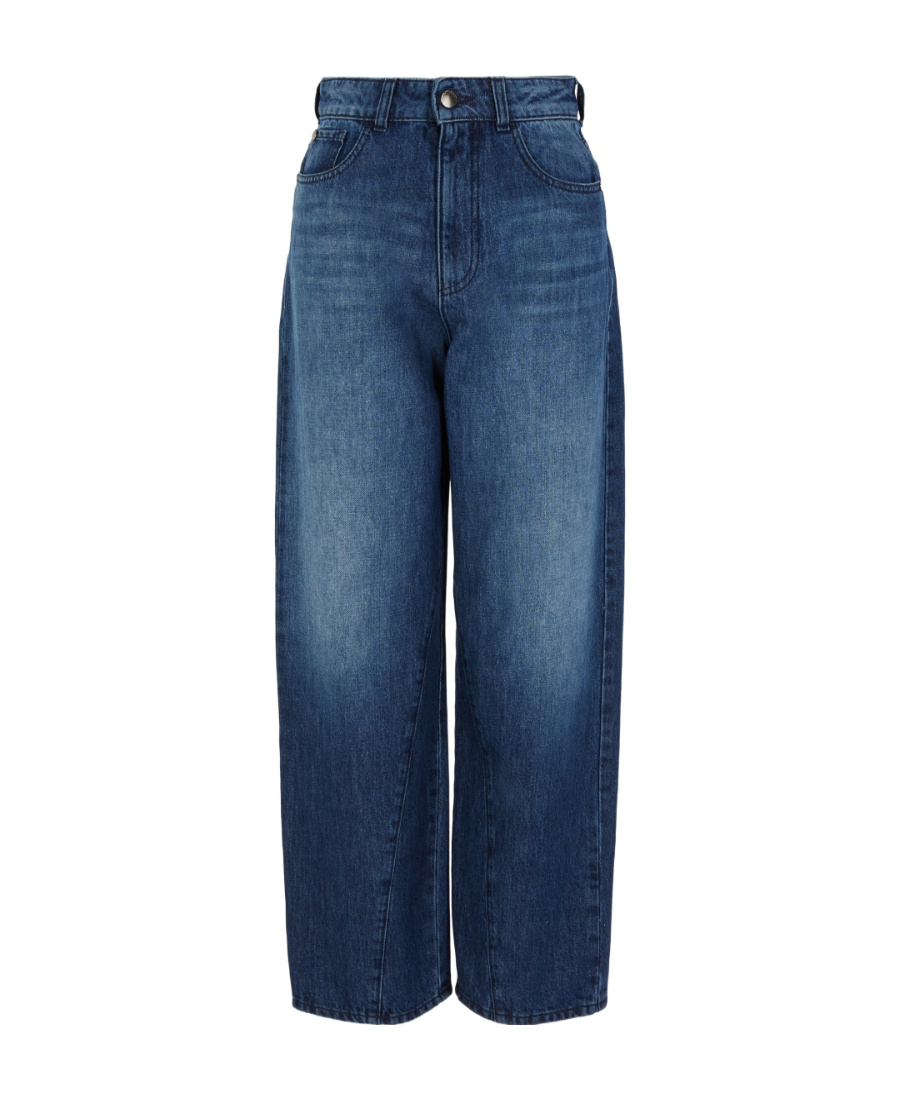 Shop Emporio Armani Wide-leg Cropped Denim Culottes In Blue