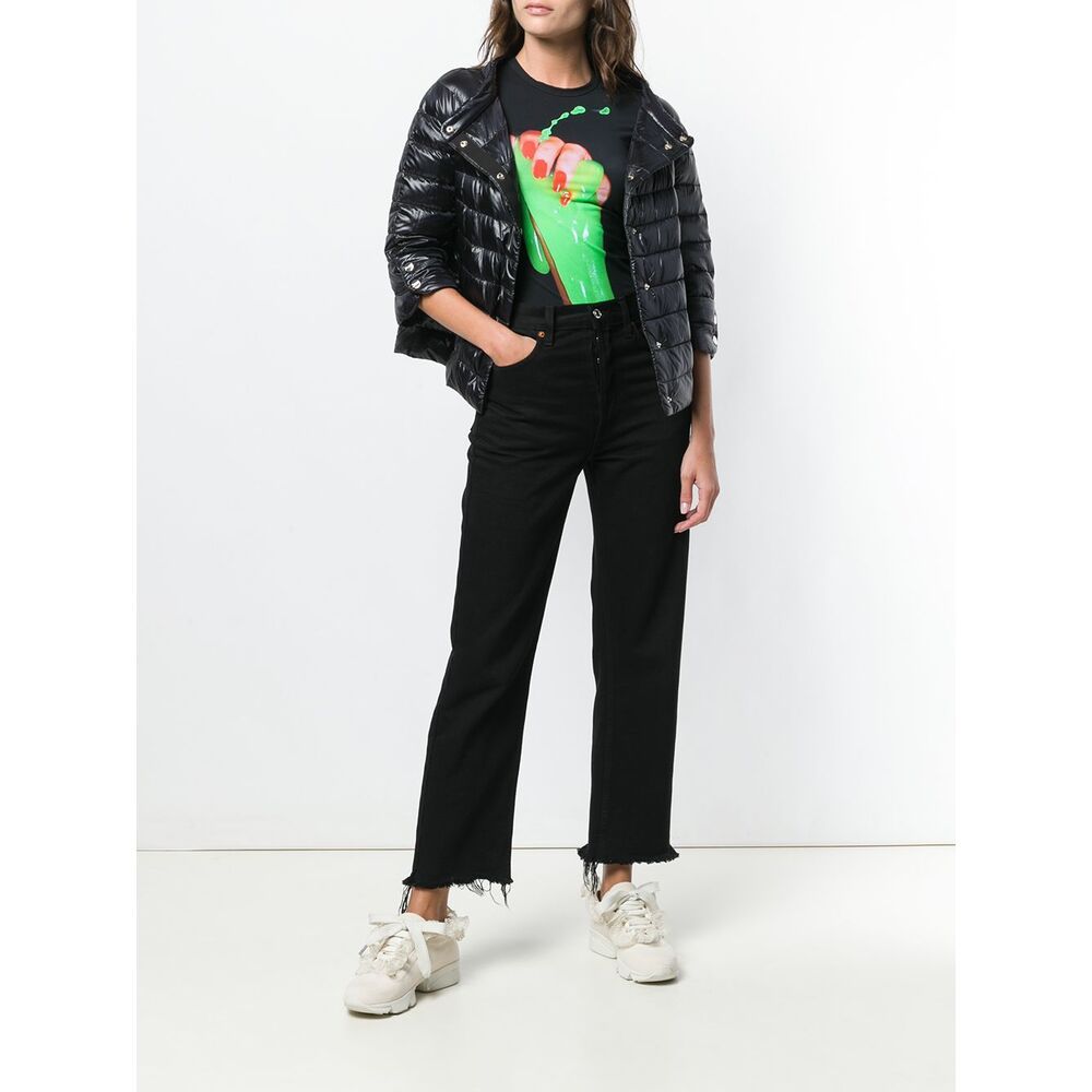 Shop Herno Long-sleeved Down Jacket In Black