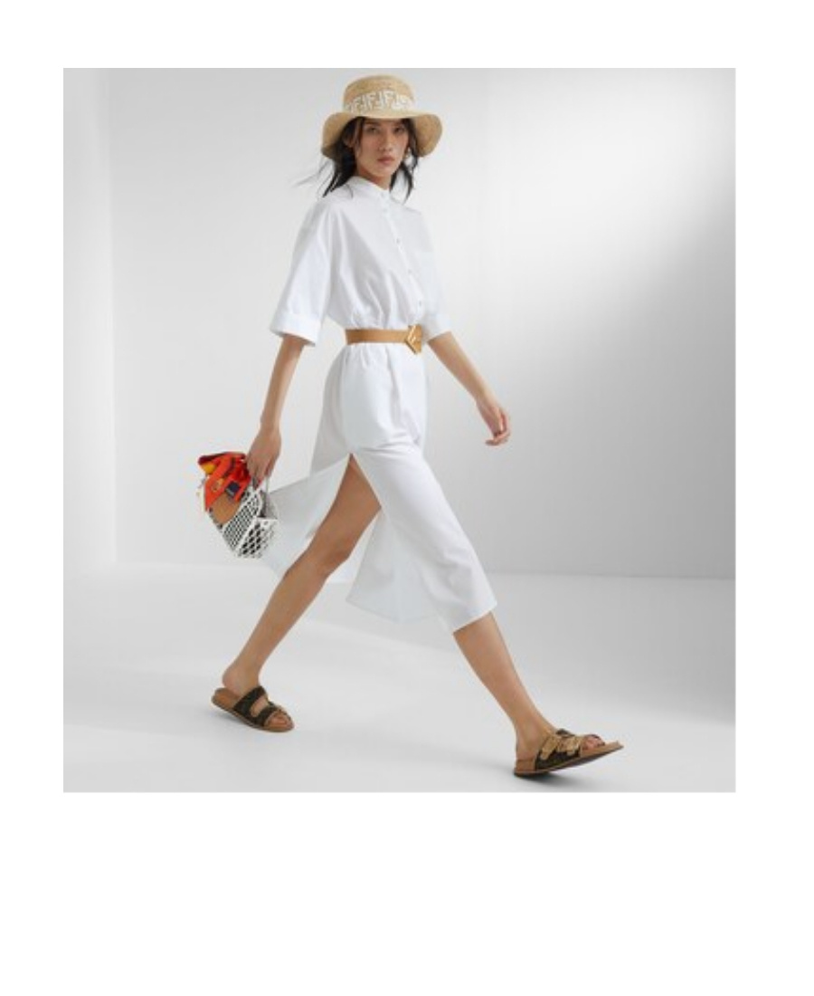 Fendi First Logo Adjustable Belt In Nude