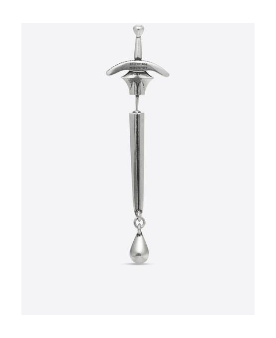 Balenciaga Sword-charm Detail Earring In Gray