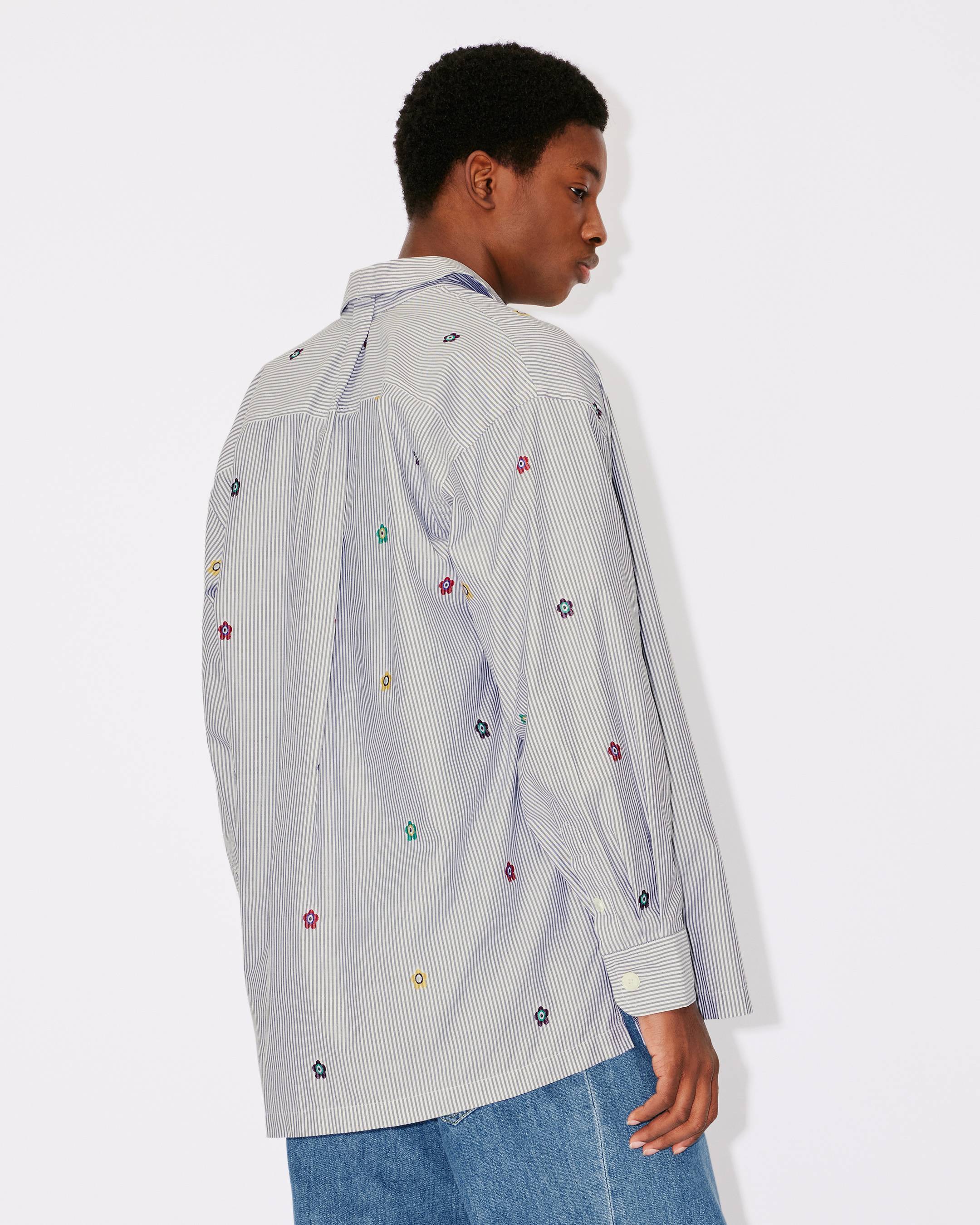 Kenzo Target Oversized Striped Shirt In Gray