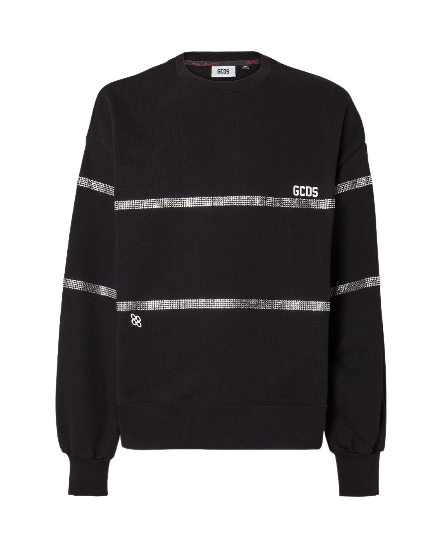 Gcds Cotton Sweatshirt With Frontal Logo Patch In Black