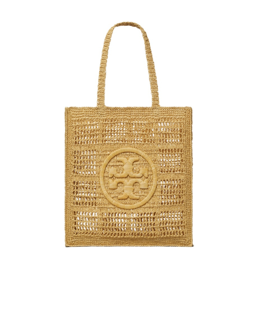 Tory Burch Ella Logo-embroidered Crochet Tote Bag In Brown