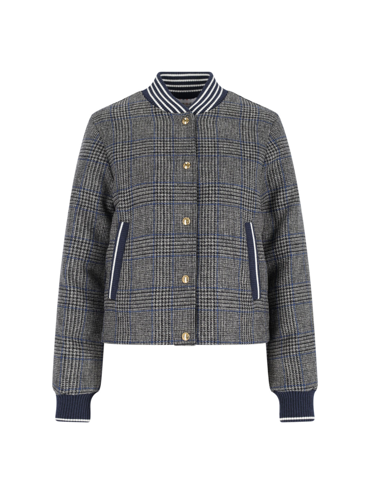 Thom Browne Checked Pattern Ribbed Collar Jacket