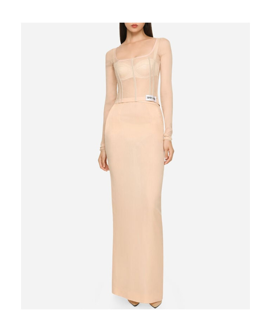 Dolce & Gabbana Kim Dolce&gabbana Georgette Top With Corset Detailing In Nude