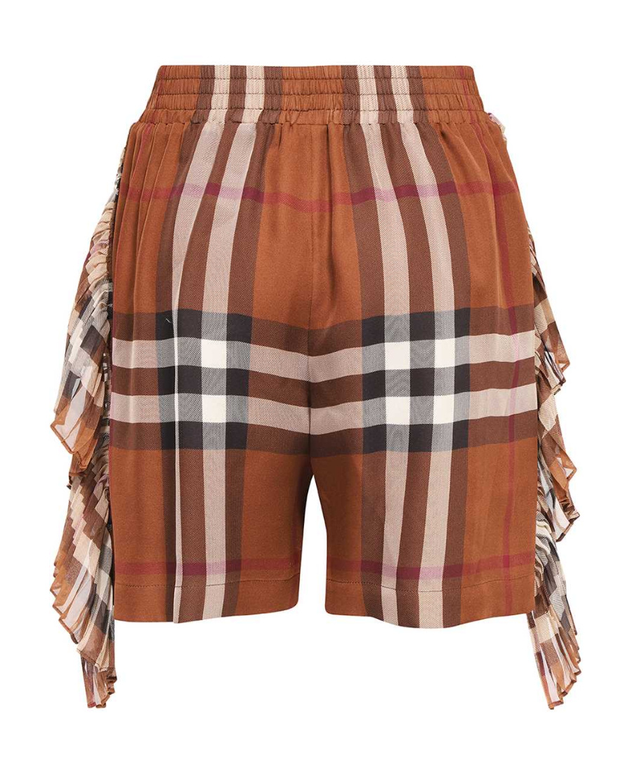 Burberry Check-print Silk Shorts In Brown