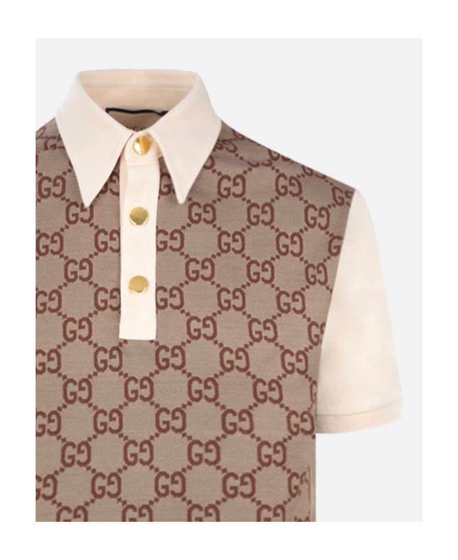 Gucci Maxi Gg Monogram Polo Shirt In Brown