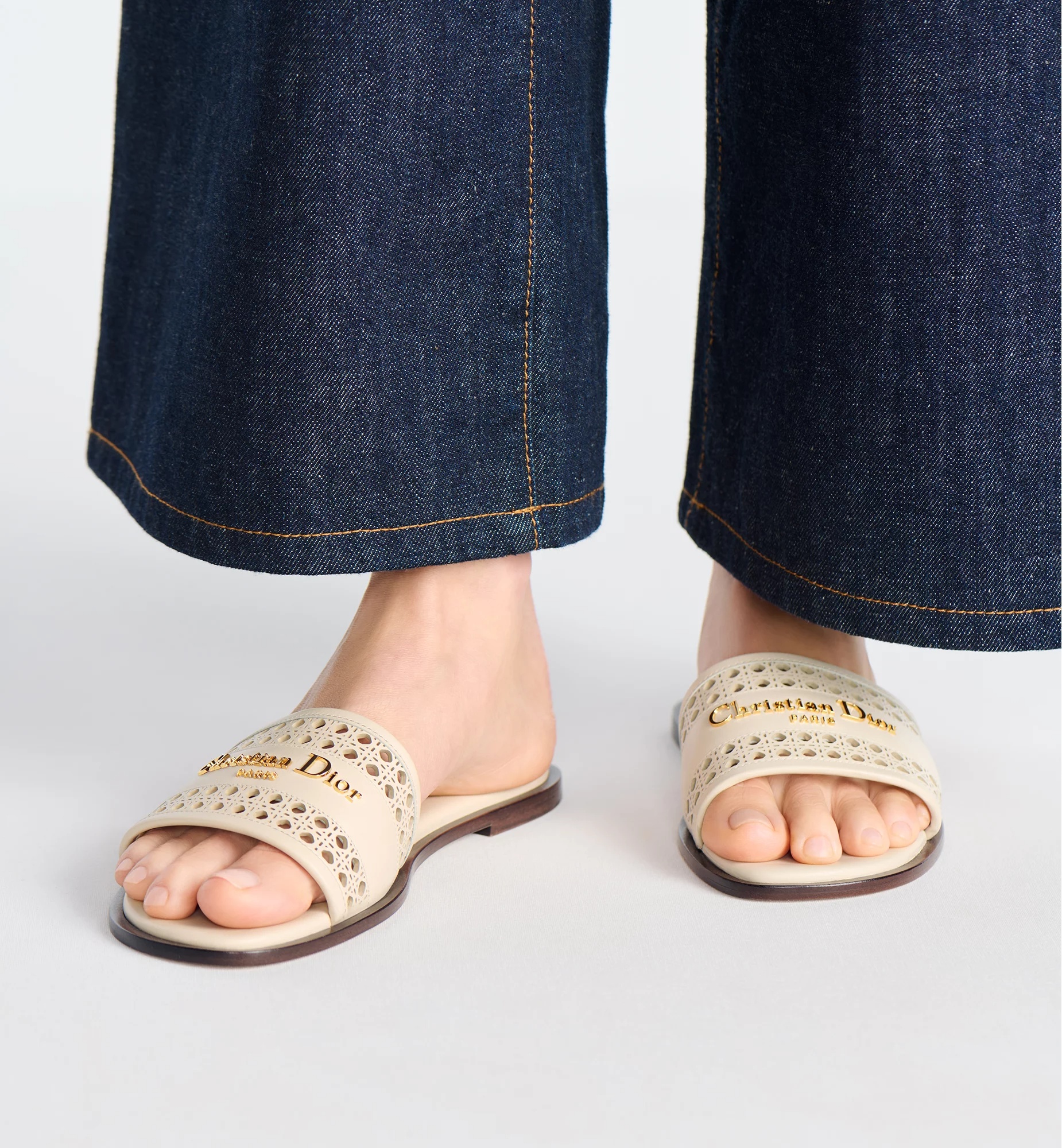 Dior D-lane Slide In Light Biscuit Color