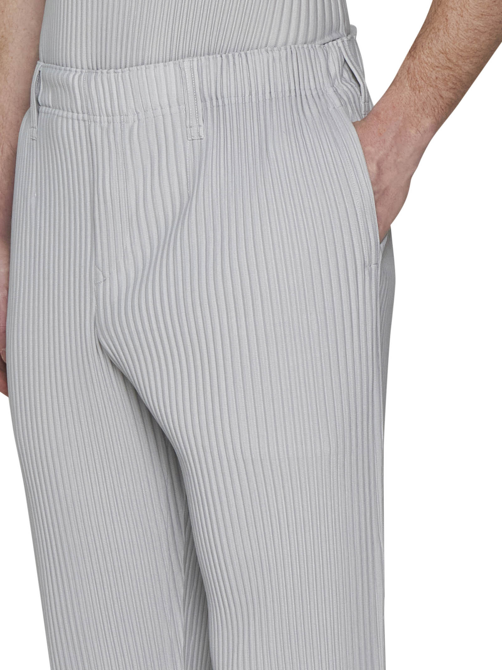 Shop Issey Miyake Basic Tapered Plissé Trousers In Gray