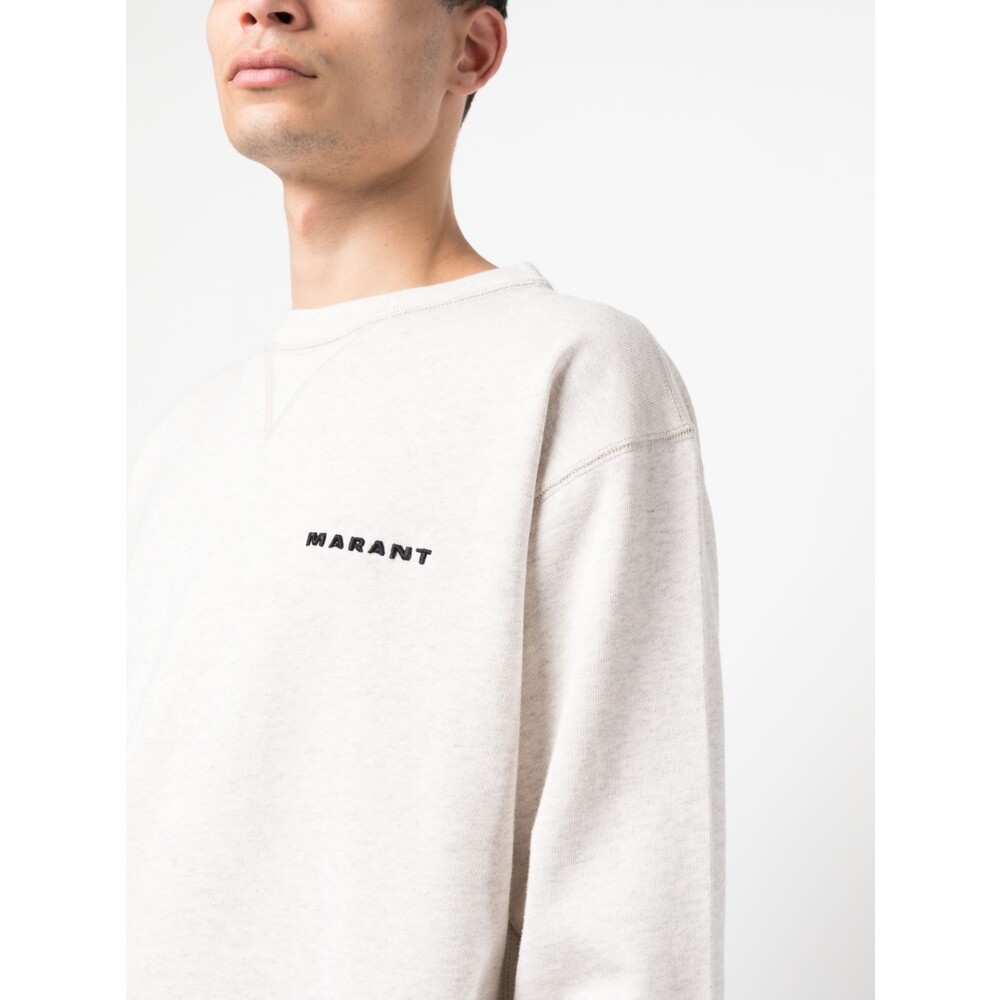 Isabel Marant Embroidered-logo Crew-neck Sweatshirt In White