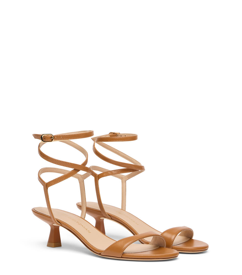 Stuart Weitzman Wrap Leather Sandals In Brown