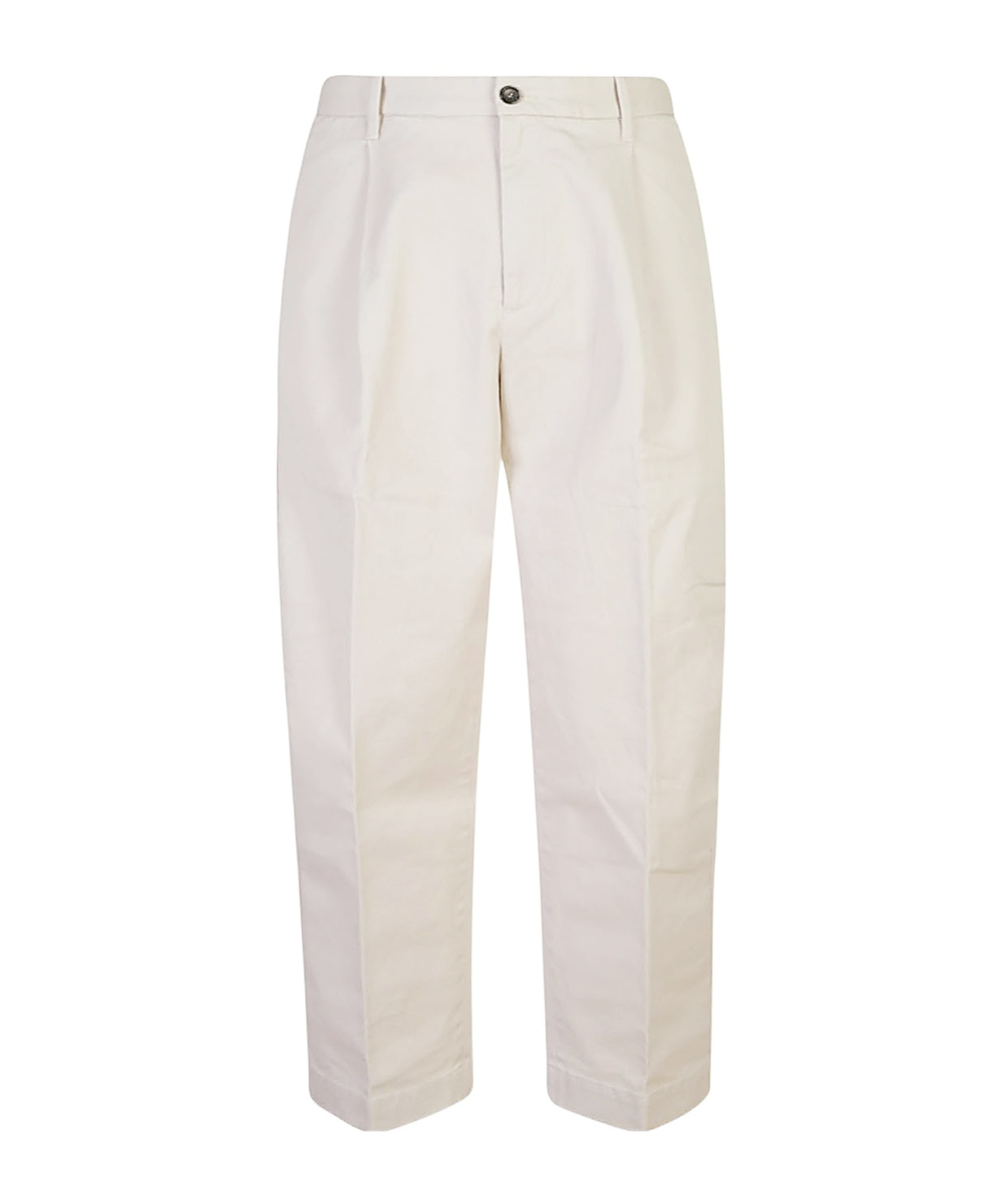 Nine In The Morning Tailored Beige Trousers In White