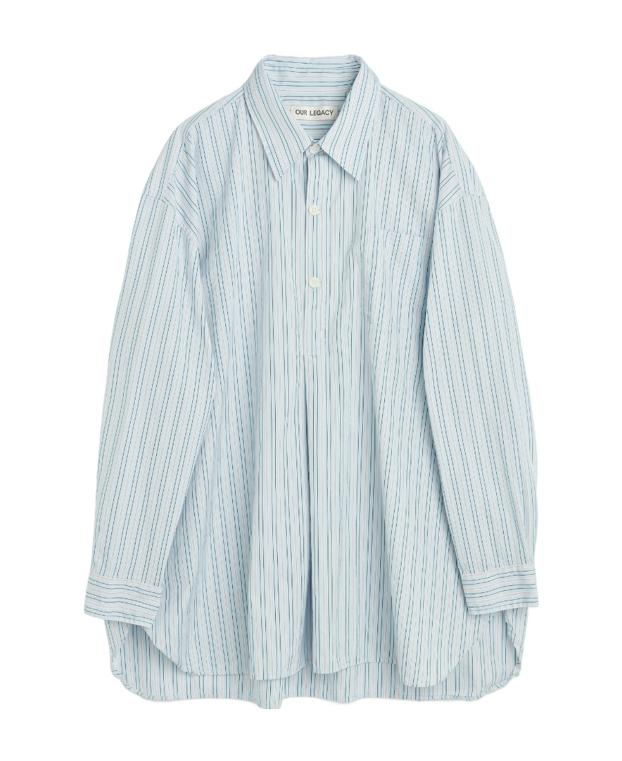 Our Legacy Striped Oversized Long-sleeve Shirt In Blue