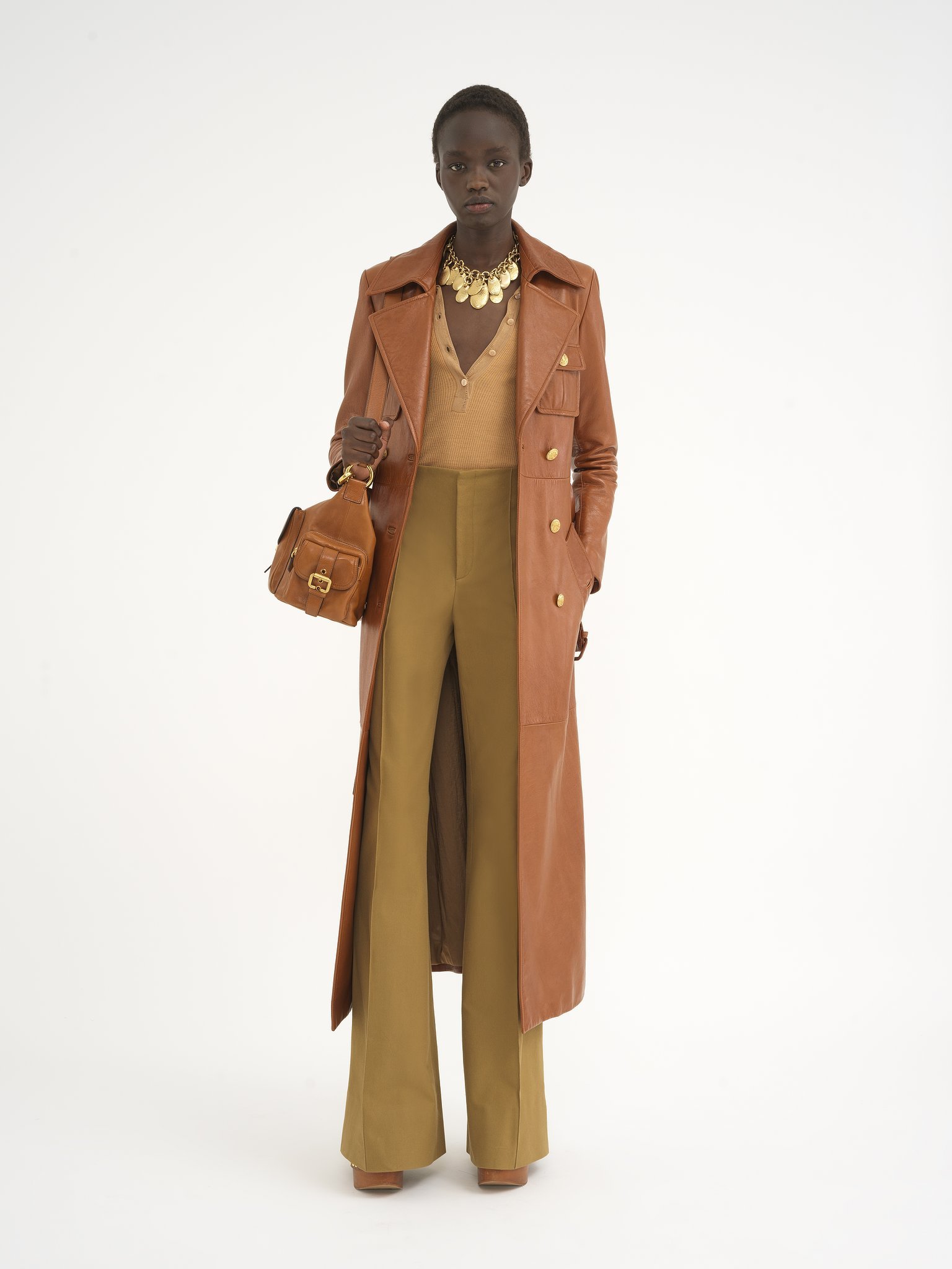 Chloé High-waisted Tailored Trousers With Flared Legs In Brown