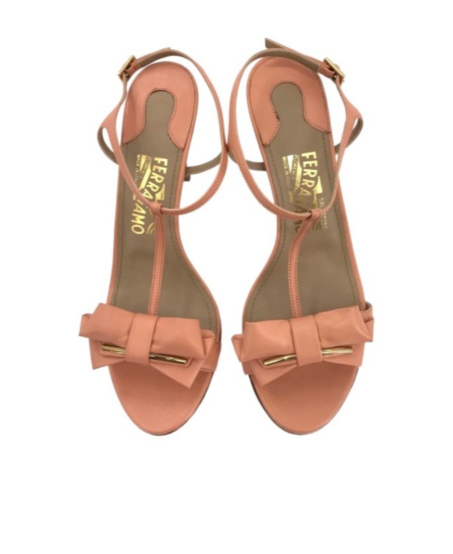 Ferragamo Logo Open-toed High-heel Sandals In Brown