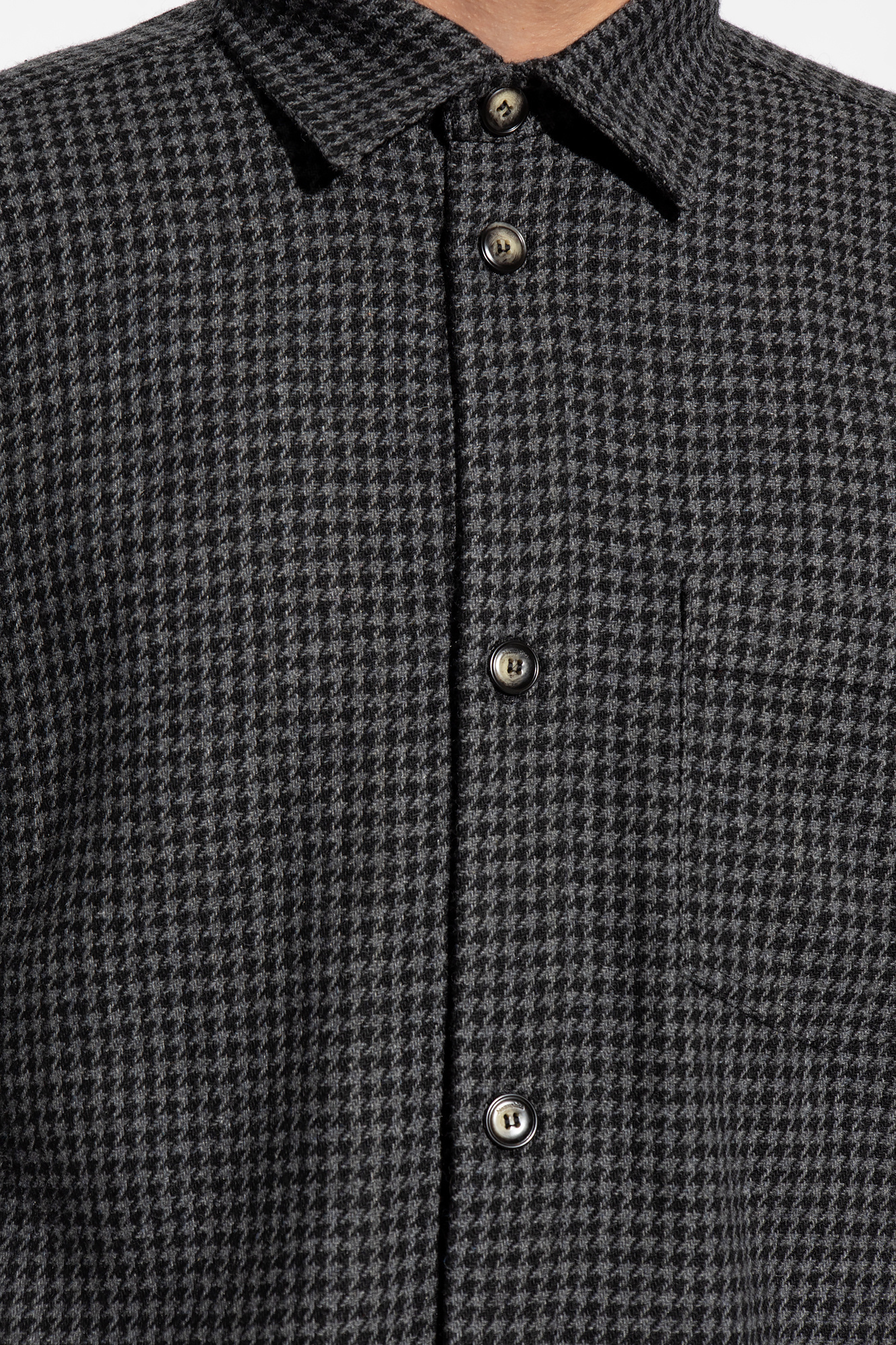 Nanushka Matize Long Sleeve Houndstooth Shirt In Black