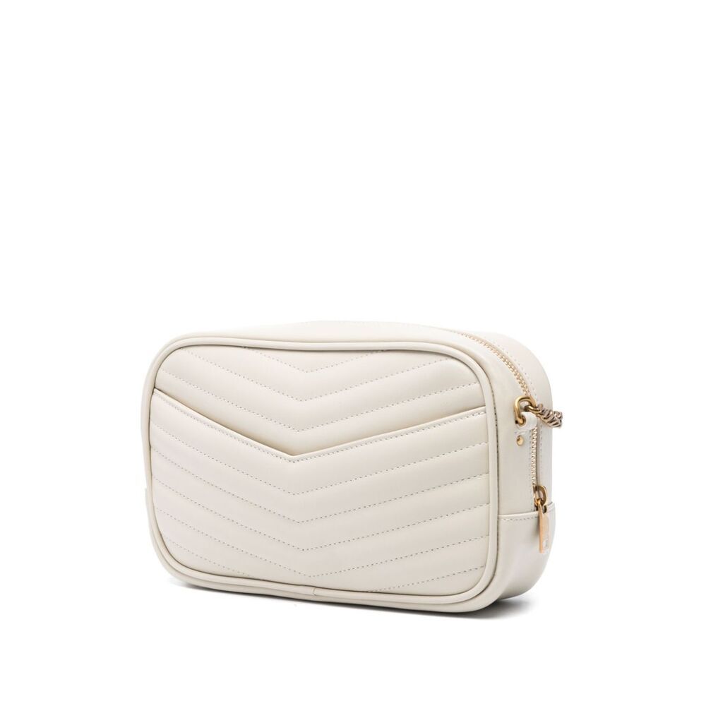 Saint Laurent Lou Logo Plaque Mini Shoulder Bag In White