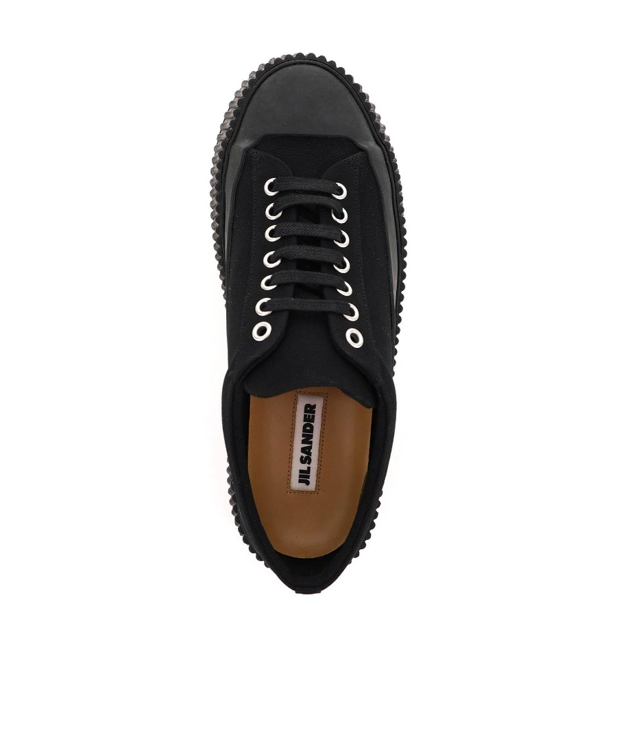 Jil Sander Canvas Low-top Chunky Sneakers In Black