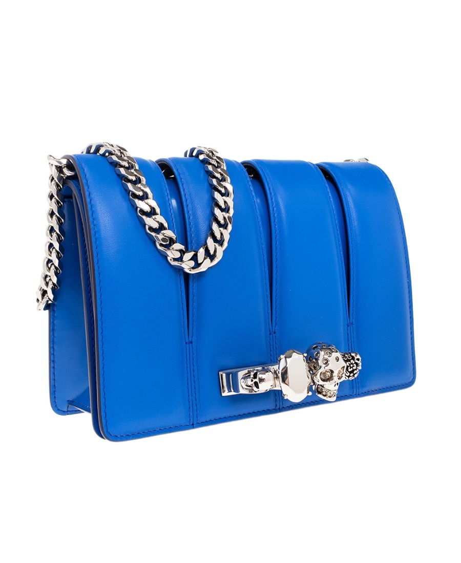 Alexander Mcqueen Four Ring Leather Satchel Bag In Blue