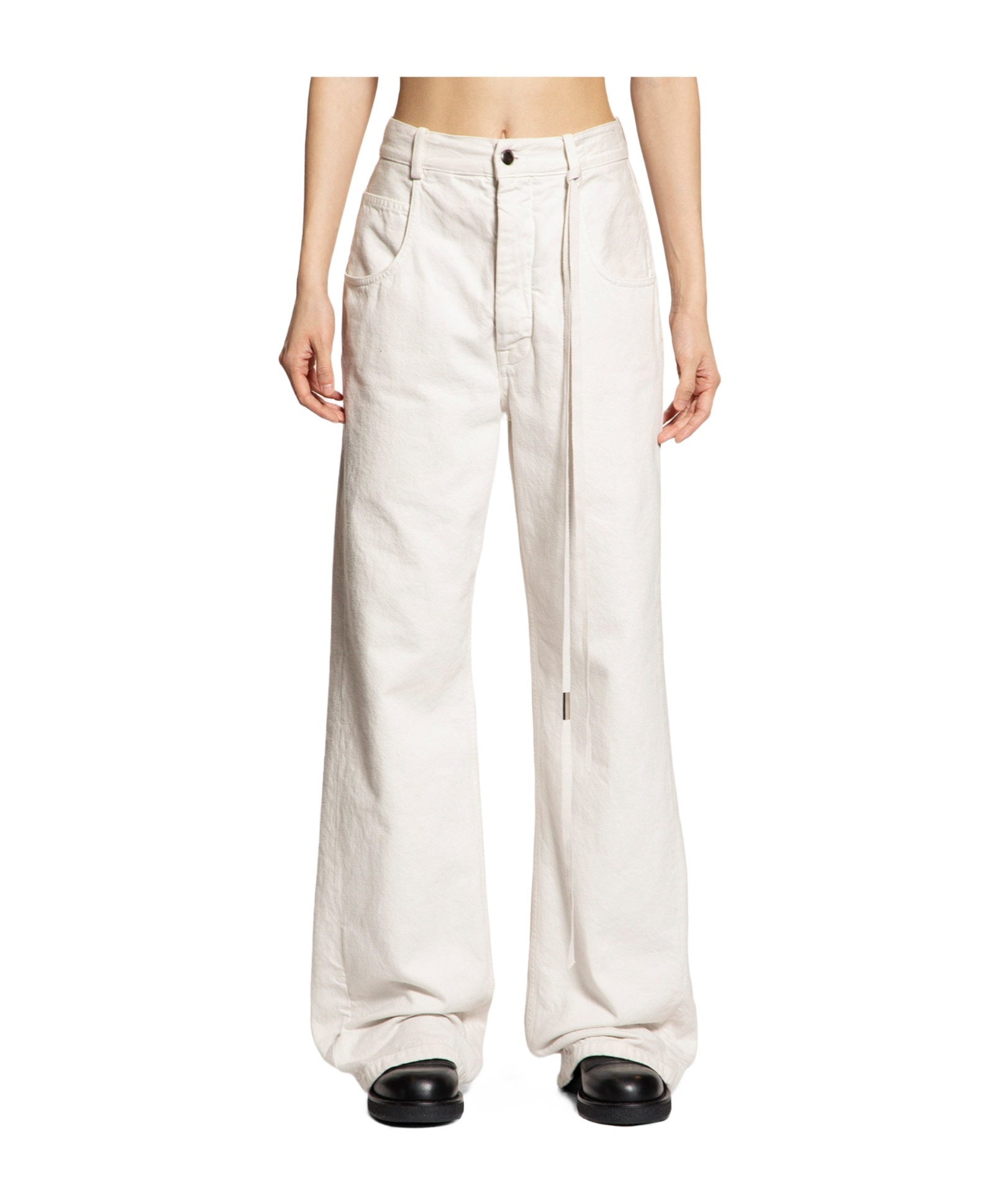 Ann Demeulemeester Belted Jeans In White