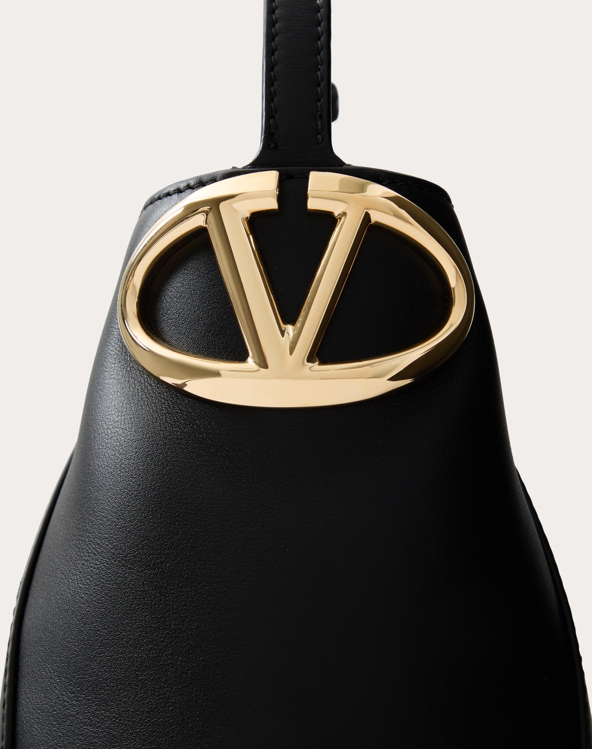 Valentino Vlogo Side Leather Bucket Bag In Black