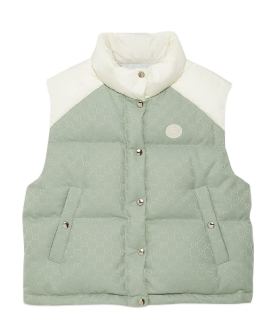 Gucci Gg Panelled Padded Gilet In Gray