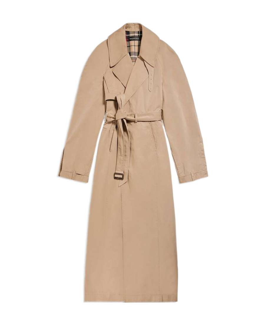 Balenciaga Deconstructed Cotton Trench Coat In Brown