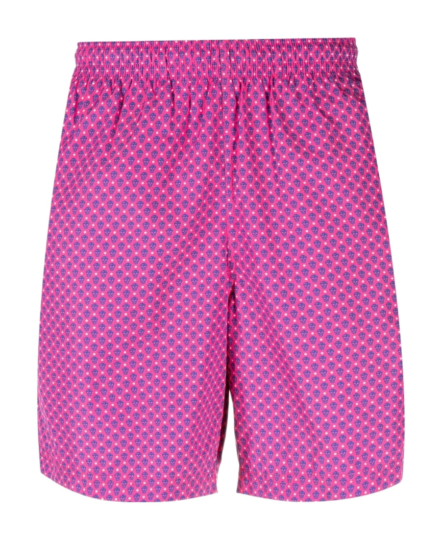 Alexander Mcqueen Skull-print Swim Shorts In Pink