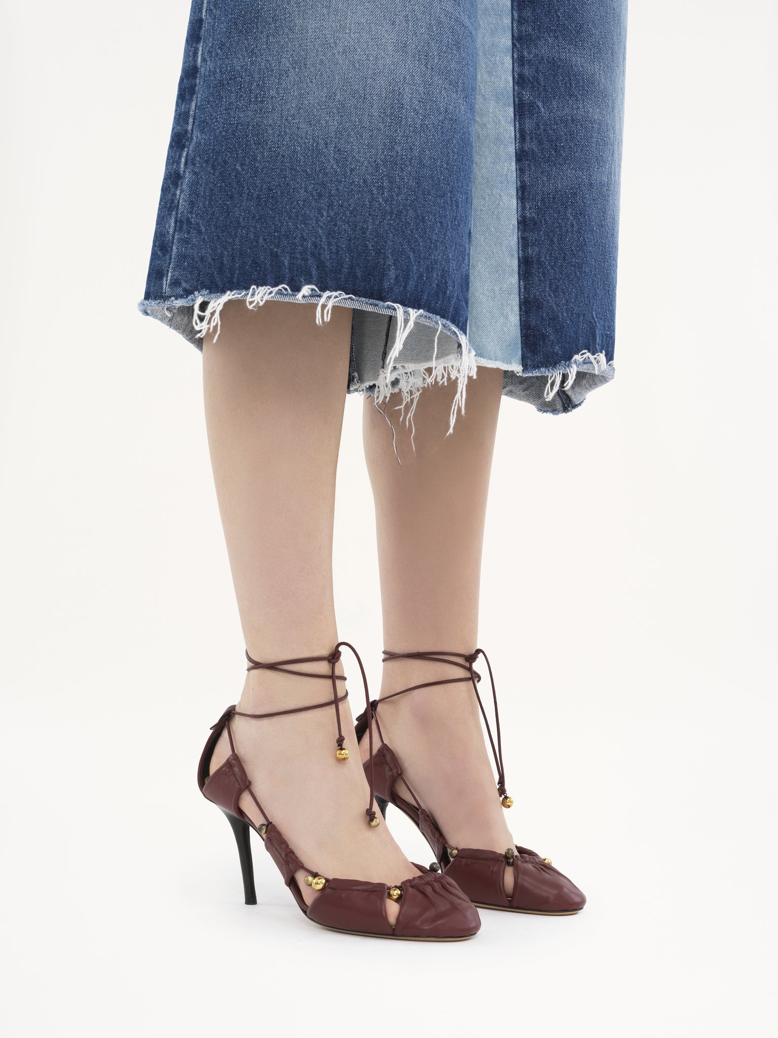 Chloé Round Head High Heels In Red