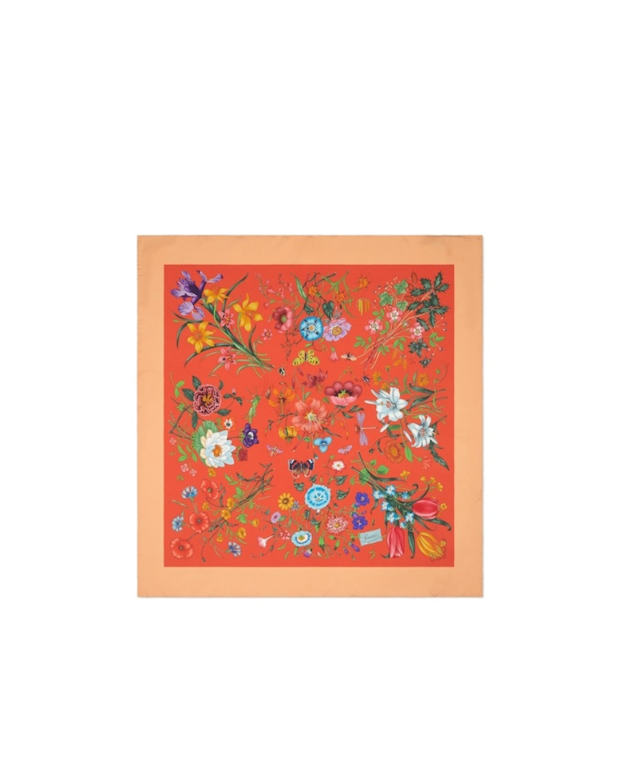 Shop Gucci Floral-print Silk Carré In Red
