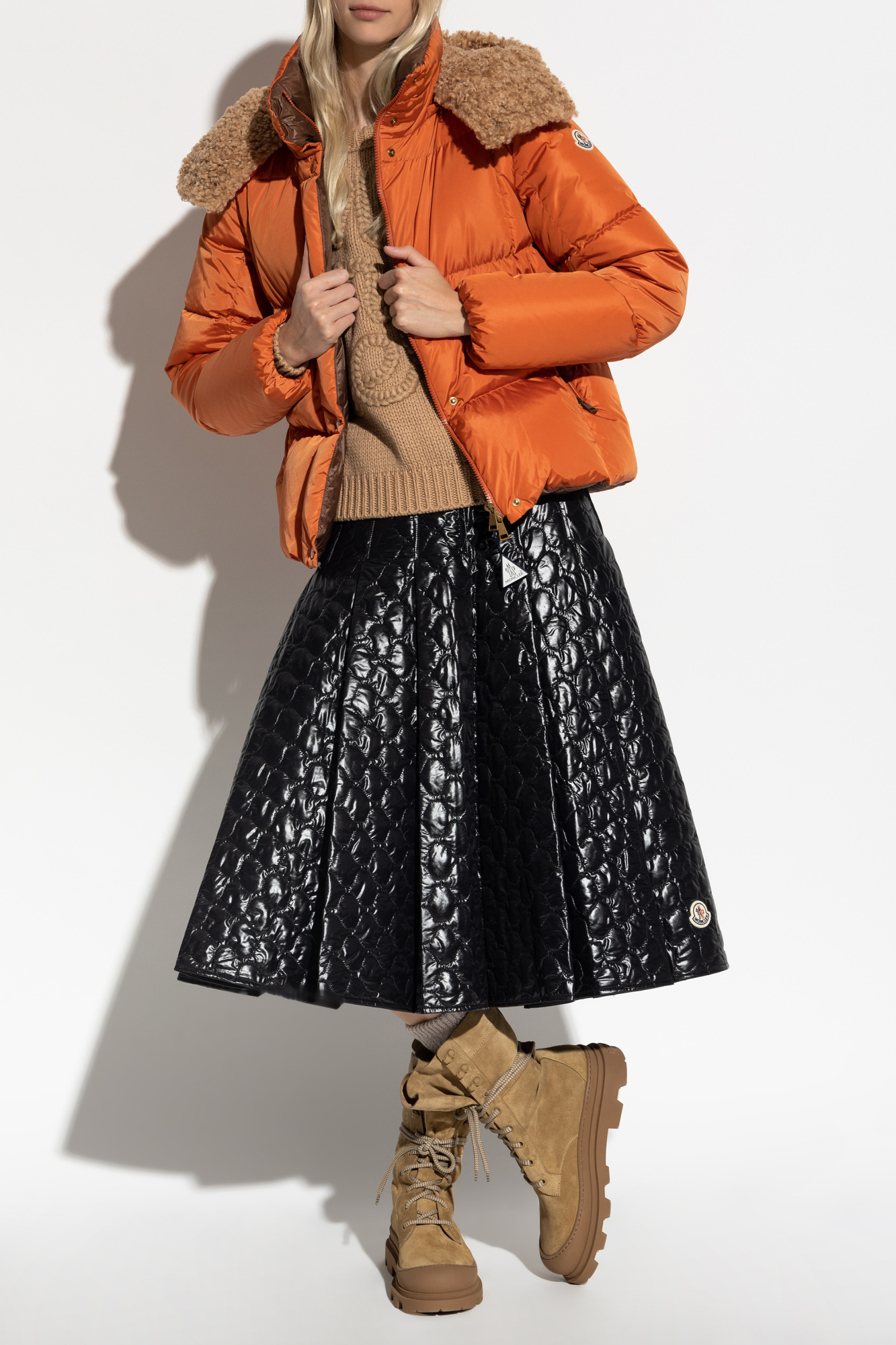 Moncler Castelnou Quilted Jacket In Orange