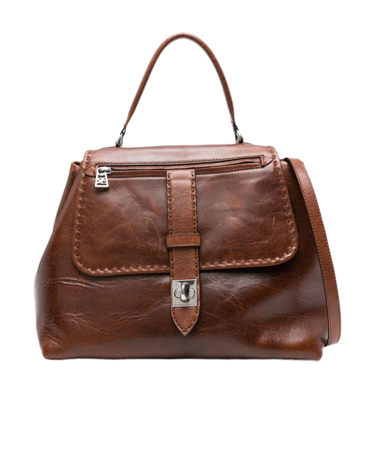 Ermanno Scervino Liza Top-handle Leather Shoulder Bag In Brown
