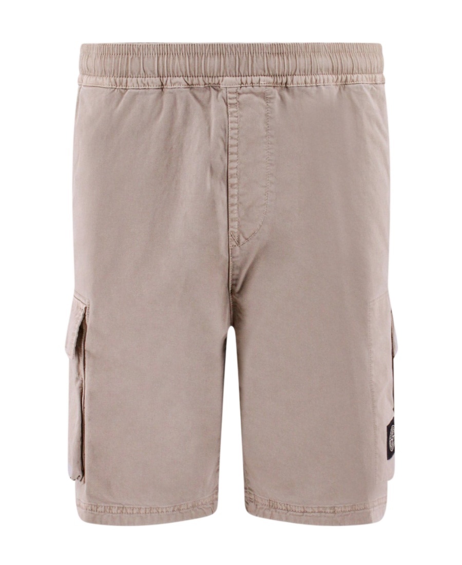 Stone Island Gray Diagonal Linen Cargo Shorts In Gray