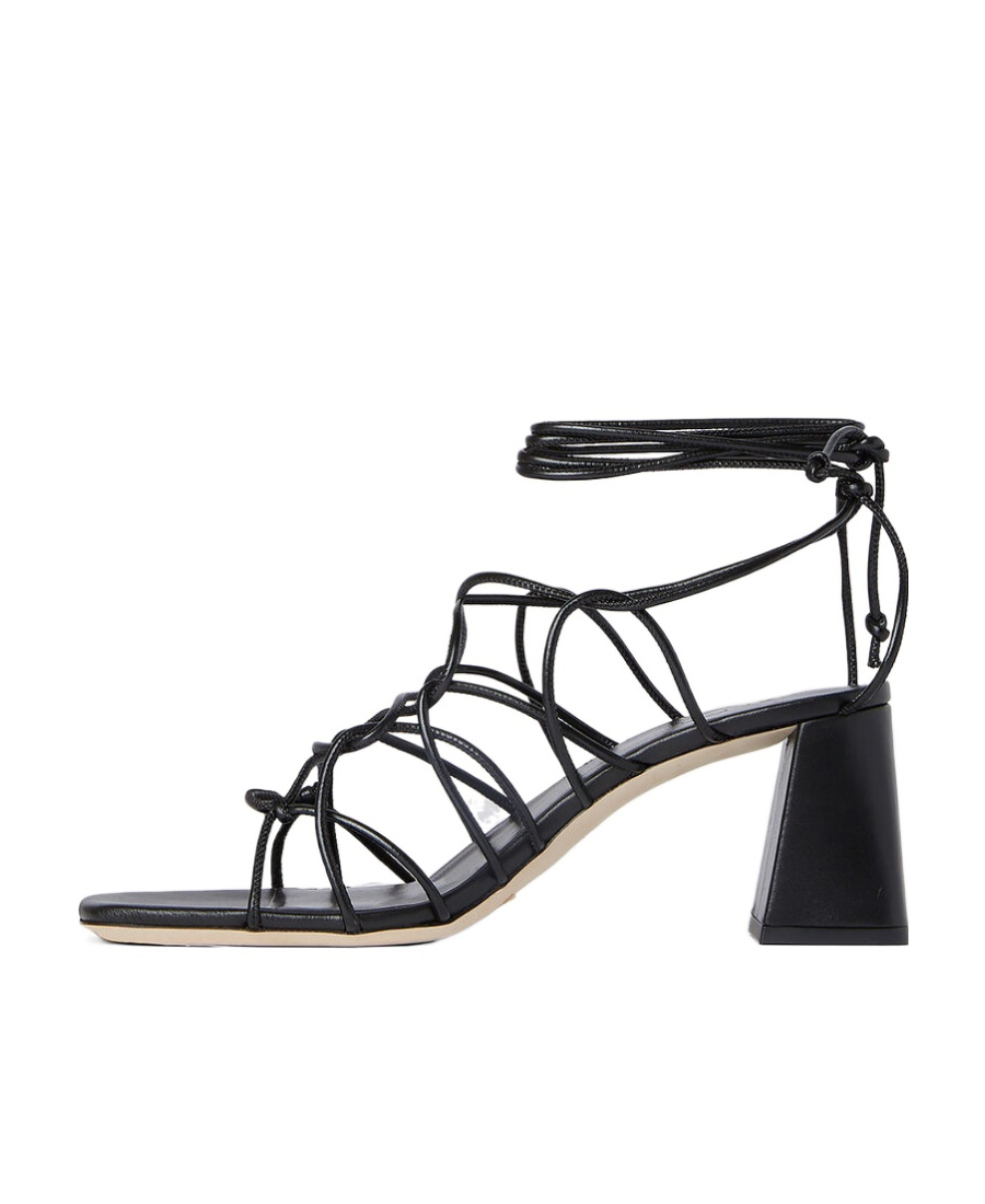 Shop By Far Block Heel Strappy Sandals In Black