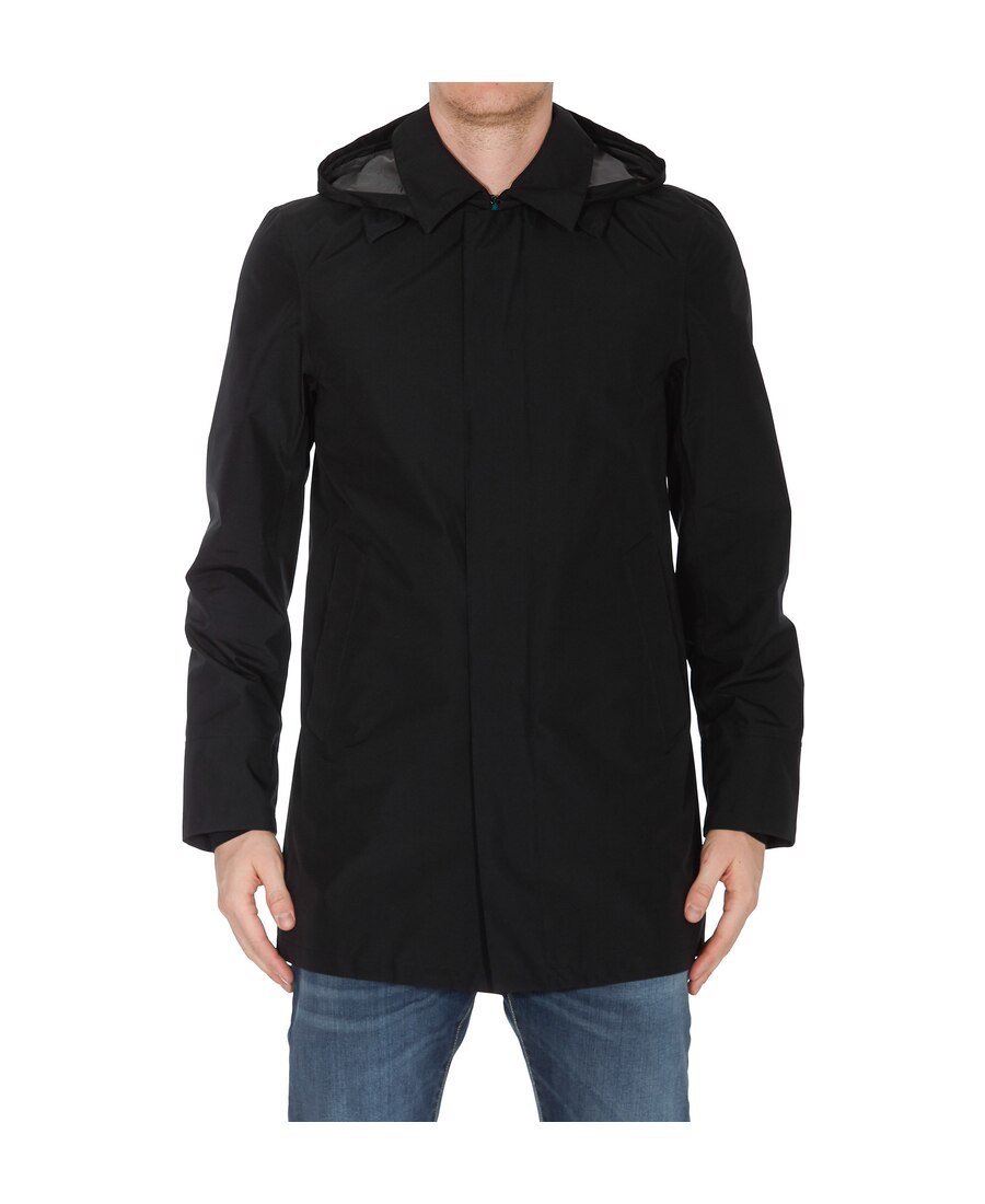 Herno Lightweight Hooded Raffia Jacket For Men In Black