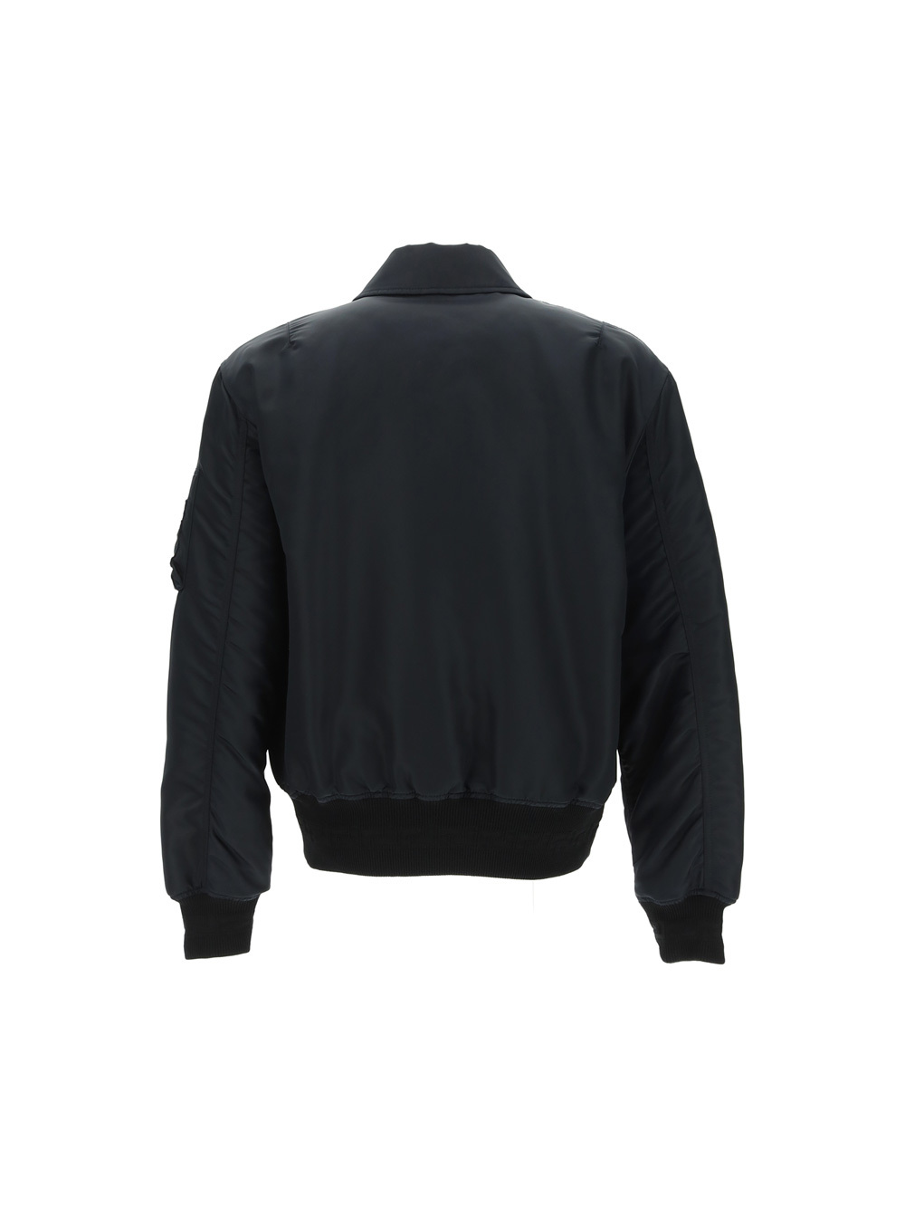 Versace Quilted Zip-up Bomber Jacket With Logo Patch In Black