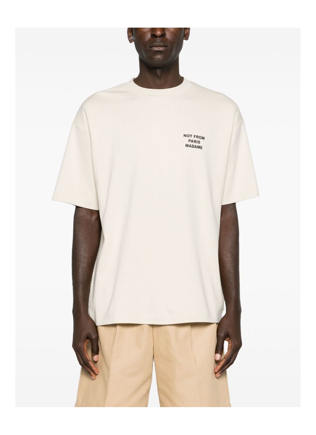 Drôle De Monsieur White Crewneck T-shirt With Slogan Print On The Front And Back In White